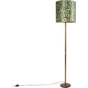 QAZQA simplo - Moderne Vloerlamp | Staande Lamp - 1 lichts - H 1790 mm - Pauw veren print - Woonkamer | Slaapkamer | Keuken