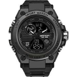 Horloge - Stoer - Mannen - Waterdicht - Sportief - Rubberen band - Mat Zwart - Trendy - Military watch - Cadeau Tip