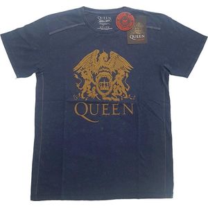 Queen - Classic Crest Heren T-shirt - M - Blauw