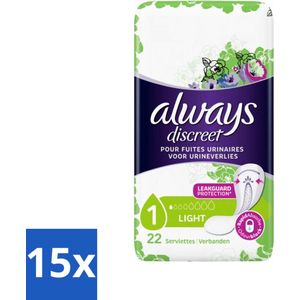 Always Discreet - Maandverband - Lichte Bescherming - 22 Maandverbandjes - Bulkverpakking - 15 stuks