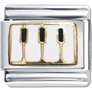 Schakel - Bedel - Piano - 9mm - Geschikt voor Nomination armband - Schakelarmband