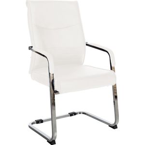 CLP Hobart Eetkamerstoel - Bezoekersstoel - Met armleuning - Verchroomd frame - wit Kunstleer