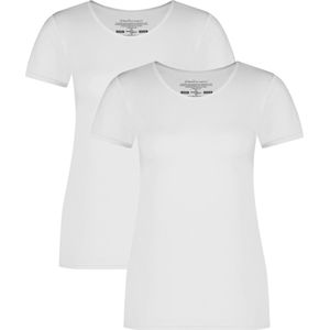 Comfortabel & Zijdezacht Bamboo Basics Kyra - Bamboe T-Shirts (Multipack 2 stuks) Dames - Korte Mouwen - Wit - M