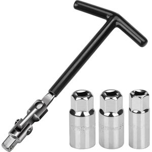 Bougiesleutelset, 5-delig, 16/18/21 mm, universele bougiesleutel voor auto en motorfiets, bougiesleutel, set van 5 stuks