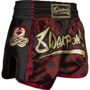 8 WEAPONS Muay Thai Short Sak Yant Naga Zwart Rood maat XXL
