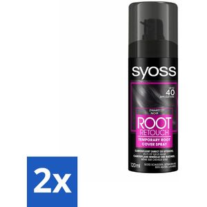 SYOSS - Uitgroeispray Zwart - Uitgroeispray - Kleurbescherming - Directe Grijsdekking - Voordeelverpakking - 2 stuks