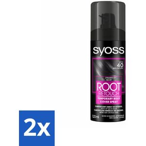 SYOSS - Uitgroeispray Zwart - Uitgroeispray - Kleurbescherming - Directe Grijsdekking - Voordeelverpakking - 2 stuks