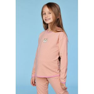 Woody Meisjes-Dames pyjama roze-gele streep - maat 068/6M