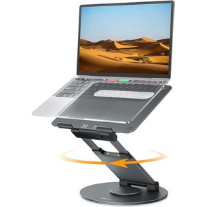 Laptop Standaard - Verstelbaar - Aluminium - Opvouwbaar - Verticaal - Met Koeling - Tot 20KG - Geschikt voor: MacBook - 13 t/m 17 inch - Laptopstandaard - Laptop Verhoger - Grijs