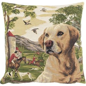 Sierkussen gobelin kussen hubertus jachthond retriever 45x45cm