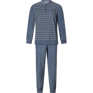 Gentlemen - warme heren badstof pyjama 114264 - knoophals - lichtblauw - maat M