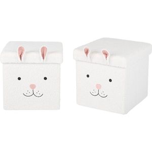 sweeek - Set van 2 opvouwbare bouclé konijnen krukjes voor kinderen
