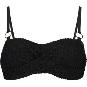 Hunkemöller Dames Badmode Voorgevormde bandeau bikinitop Crochet - Zwart - maat L