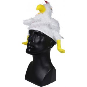 Toppers in concert - Verkleed hoedje Kip - Kippetjes op je kop - wit - volwassenen - Carnaval - vrijgezellen feesthoed