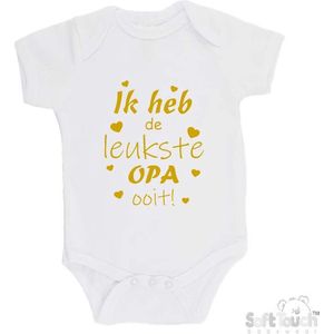 100% katoenen Romper ""Ik heb de leukste OPA ooit!"" Vaderdag Jongens Katoen Wit/goud shiny Maat 62/68