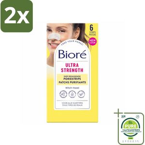 Bioré – Ultra Diep Reinigende Poriestrips – Poriestrips – 6 strips - Voordeelverpakking - 2 stuks - Poriën reinigen - Poriestrips