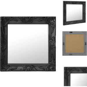 vidaXL Wandspiegel Barok Zwart - 50 x 50 cm - Met montagehaken - Spiegel