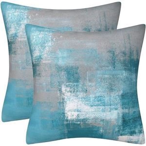 Moderne Decoratieve Kussenhoezen Set van 2 in Turquoise Grijs voor Thuis en Tuin