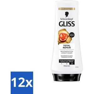 12 x Gliss - Hair Repair - Conditioner voor Totaal Herstel - 200 ml - Haar Conditioner - Haar Herstel - Droog Haar - Beschadigd Haar - Keratine Conditioner
