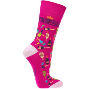 Sokken | grappige sokken dames | grappige sokken heren | happy socks printjes | thema prosecco | maat 36-41 | per 2 paar | kleur roze