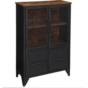 VASAGLE Opbergkast - Commode Kasten - Boekenkast - Dressoir - Kast met 3 Planken - 4 Metalen Deuren - (75 x 33 x 80 cm)