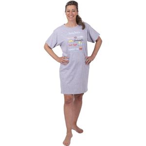 Amantes Nachthemd Dames - slaapshirt - korte mouw - grijs melange - Maat M