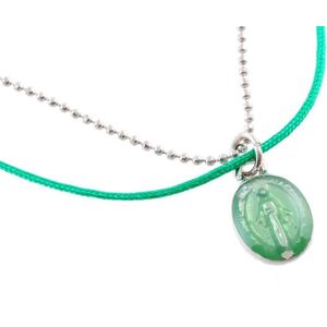 Behave Korte ketting hanger 2 rijen met licht groene maria hanger