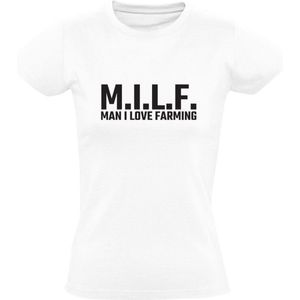 MILF - Man I love Farming | Dames T-shirt | Ik houd van landbouw | Boerderij | Boer | Boerin | Platteland | Vee | Trekker | Tractor