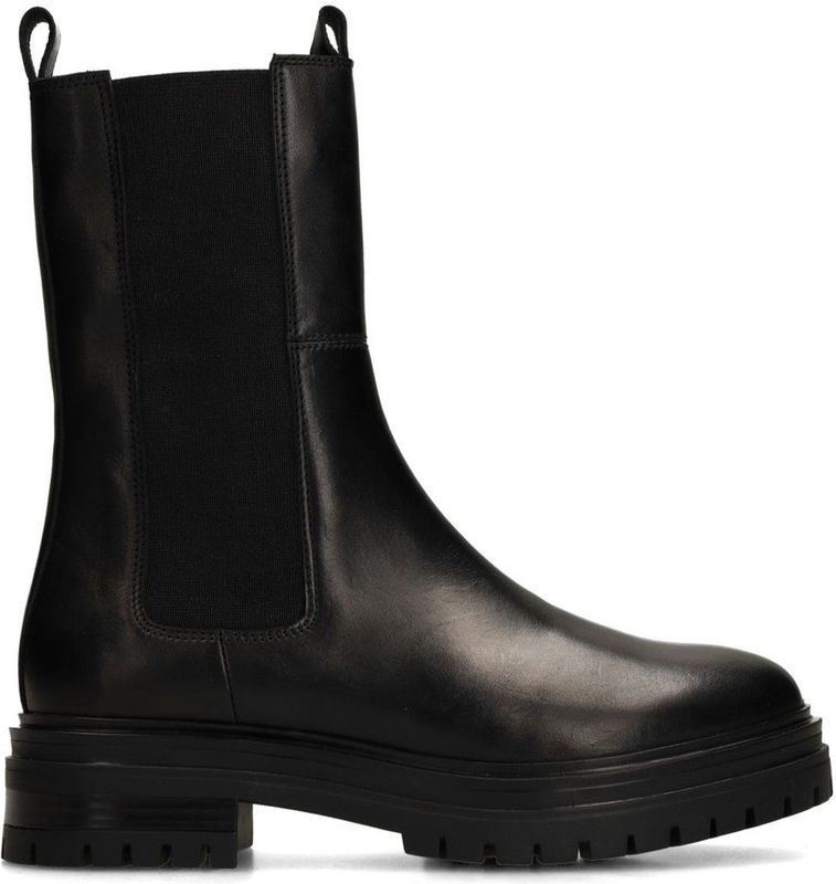 Manfield - Chelsea Boots - Zwart - Dames - Leren Schoenen