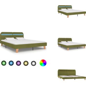 vidaXL Bedframe - Bedframes - Bed - Bedden - Bedframe met LED stof groen 160x200 cm