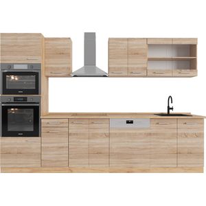 Vicco R-Line Complete keukeneenheid – 300 cm met hoge kast, zonder werkblad Sonoma/Goudkraft eik met hoge kast, zonder werkblad