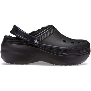 Crocs - Classic Lined Platform Klompen - Black - Kunststof