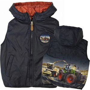 Bodywarmer kind met tractor Fendt trekker Combain zwart capuchon maat 92 vest full color print Heel mooi!