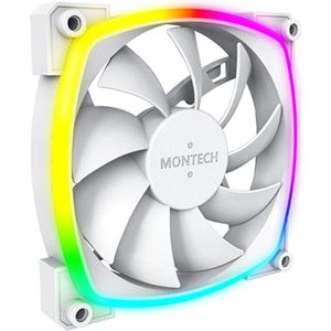 Montech AX120 PWM White - Ventilatorhuis - 3-pack - 120mm - 59 cfm - 800 - 1600 rpm - 27 dBA - 4-pin PWM - 3-pin ARGB - wit