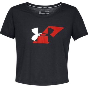 Under Armour Run Graphic Crop Tee Sportshirt Dames - Zwart