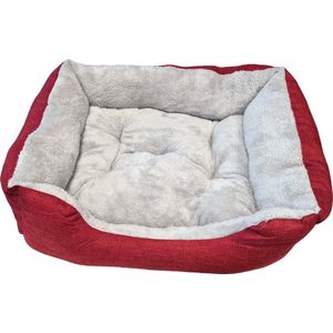 Nobleza Pluche Hondenbed - Hondenmanden - Mand voor hond - Rechthoek - Rood - Maat M - 66x52x19 cm