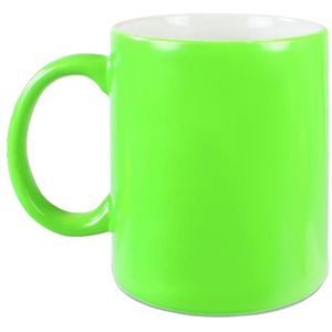 4x neon groene koffie/ thee mokken 330 ml - groen - geschikt voor sublimatie drukken - fluor groene onbedrukte cadeau koffiemok/ theemok