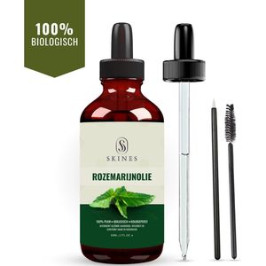 Skines Rozemarijn Haarolie - Rosemary Oil - 100% Bio Oil, Puur & Koudgeperst - Biologische Haar olie - 60ml - Serum voor Haar, Huid, Wimpers & Wenkbrauwen - Wonderolie