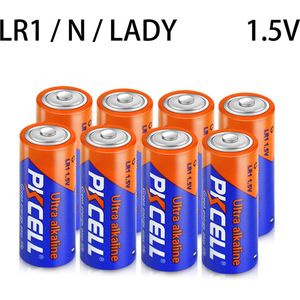 PKCELL LR1 Alkaline 1.5V Batterij - N - Lady - E90 - Perfect voor Afstandsbedieningen, Speelgoed, Rookmelders & Meer - Milieuvriendelijk Verpakt - 8 Stuks