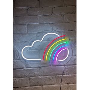 OHNO Neon Verlichting Rainbow with Cloud - Neon Lamp - Wandlamp - Decoratie - Led - Verlichting - Lamp - Nachtlampje - Mancave - Neon Party - Wandecoratie woonkamer - Wandlamp binnen - Lampen - Neon - Led Verlichting - Wit, Multicolor