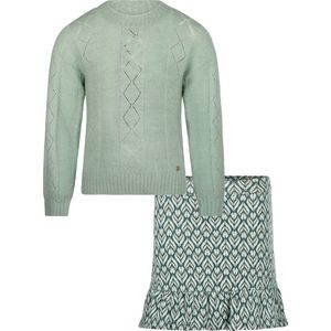 Koko Noko - Kledingset - Meisje - 2delig - Rok - Trui - Light Aqua - Groen - Maat 140