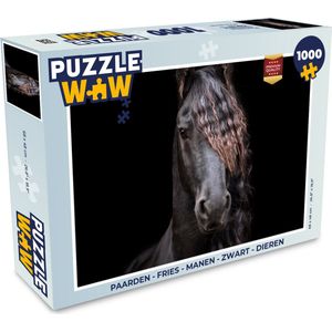 Puzzel Paarden - Fries - Manen - Zwart - Dieren - Legpuzzel - Puzzel 1000 stukjes volwassenen