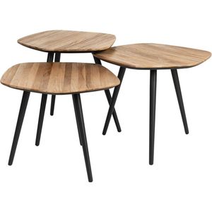 Salontafel Donkerbruin Teak - Set Van 3 - 46x42x40cm - Cuties - Giga Meubel