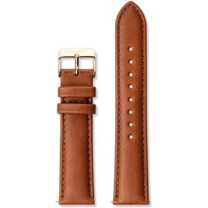Gallivant Horlogeband | Italiaans Leer | Cognac | Rosé Goudkleurige Gesp | 18 mm