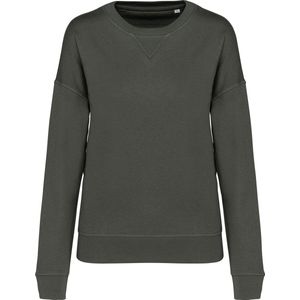 Biologische oversized damessweater 'Tencel' lange mouwen Organic Khaki - XS