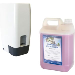 Zeepdispenser 1 liter kunststof hervulbaar + 5 liter handzeep Wilde Bessen