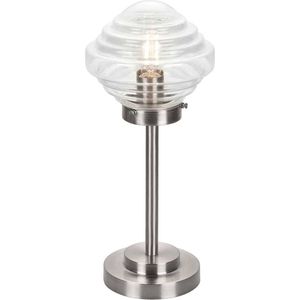Tafellamp art deco York | 1 lichts | Ø 15cm | transparant / staal | helder glas / metaal | bureaulamp | gispen / retro / jaren 30