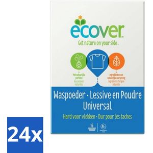 24 x Ecover - Waspoeder Universal - Voor witte & bonte was - 1,2 kg - Waspoeder - Biologisch Afbreekbaar - Milieuvriendelijk - Wasmiddel - Vlekkenverwijderaar