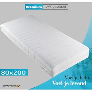 Easy Bedden - 80x200 - 20 cm dik - 7 zones - Koudschuim HR45 Matras - Afritsbare hoes - Premium hotelkwaliteit - 100 % veilig