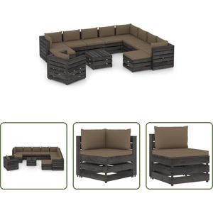 The Living Store Pallet Loungeset - Grenenhout - Taupe - 69 x 70 x 66 cm